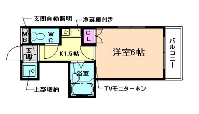 エレガンス高木1号館(1K/2階)の間取り写真