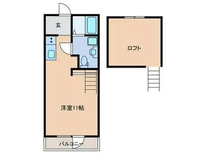 ガレージハウス青葉(ワンルーム/1階)の間取り写真