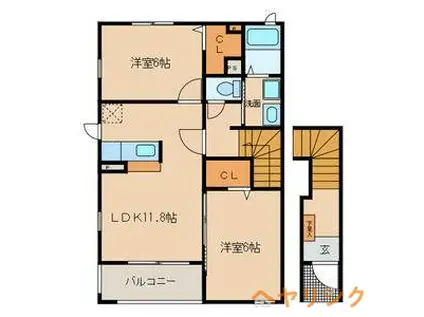 オークフォレスト名東(2LDK/2階)の間取り写真