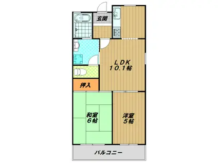 マインドパレス須磨浦(2LDK/2階)の間取り写真