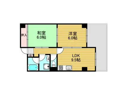 新居マンション(2LDK/5階)の間取り写真