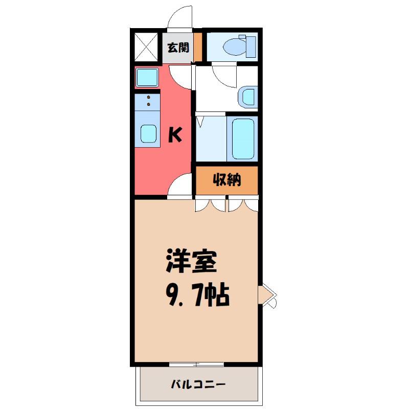 グリーンパークD(1K/1階)の間取り写真