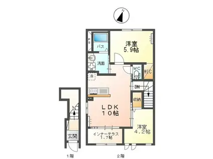 ルミエール タケ(2LDK/2階)の間取り写真