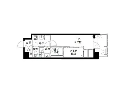 アルティザ姫路(1DK/9階)の間取り写真