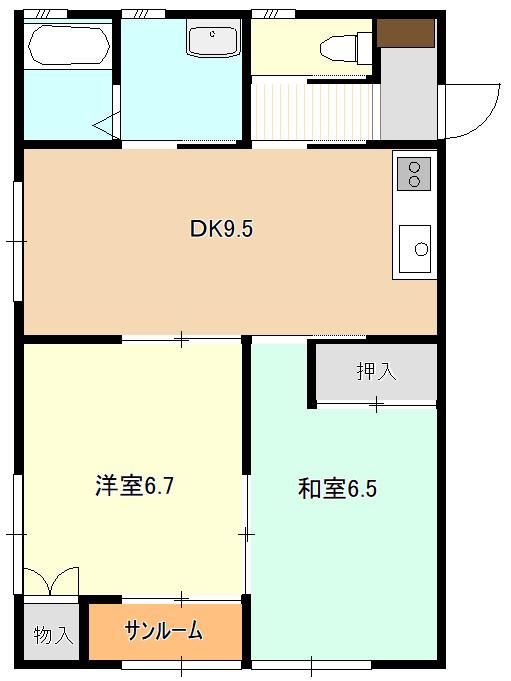 パトゥリア(2DK/1階)の間取り写真