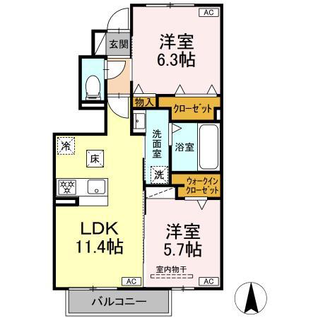 コーポ ヴェルデ(2LDK/1階)の間取り写真