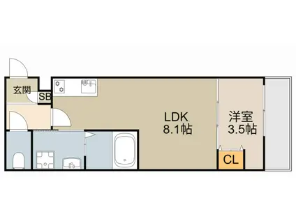 ALEGRIA古川橋II(1LDK/1階)の間取り写真