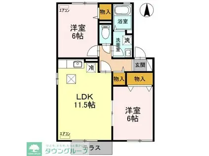 サンライズD棟(2LDK/1階)の間取り写真