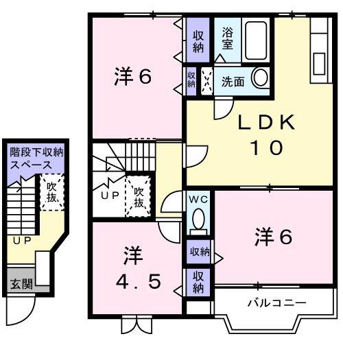 ボンヌ シャンスハイム(3LDK/2階)の間取り写真