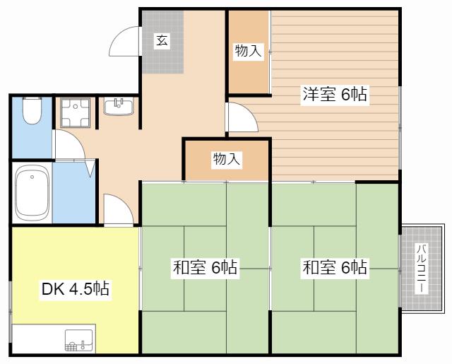ラブリータウン近江F棟(3DK/2階)の間取り写真