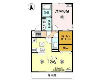 サンティーエB棟(1LDK/1階)の間取り写真