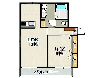 ハイツグリーン(1LDK/1階)の間取り写真