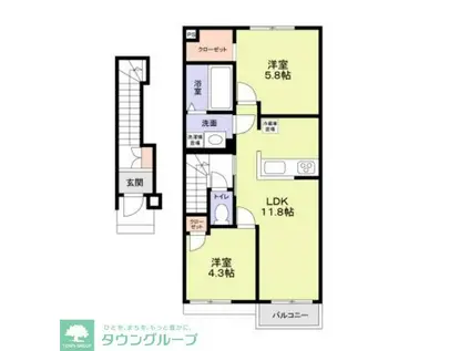 足立区六木3丁目計画(2LDK/2階)の間取り写真