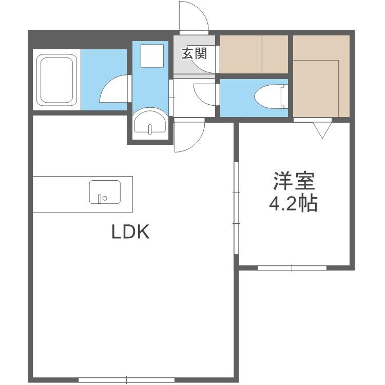 カレラ学園前(1LDK/2階)の間取り写真