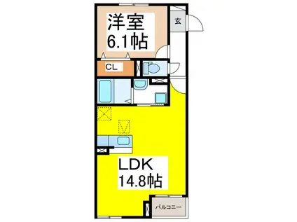 N・Sグランデ(1LDK/1階)の間取り写真