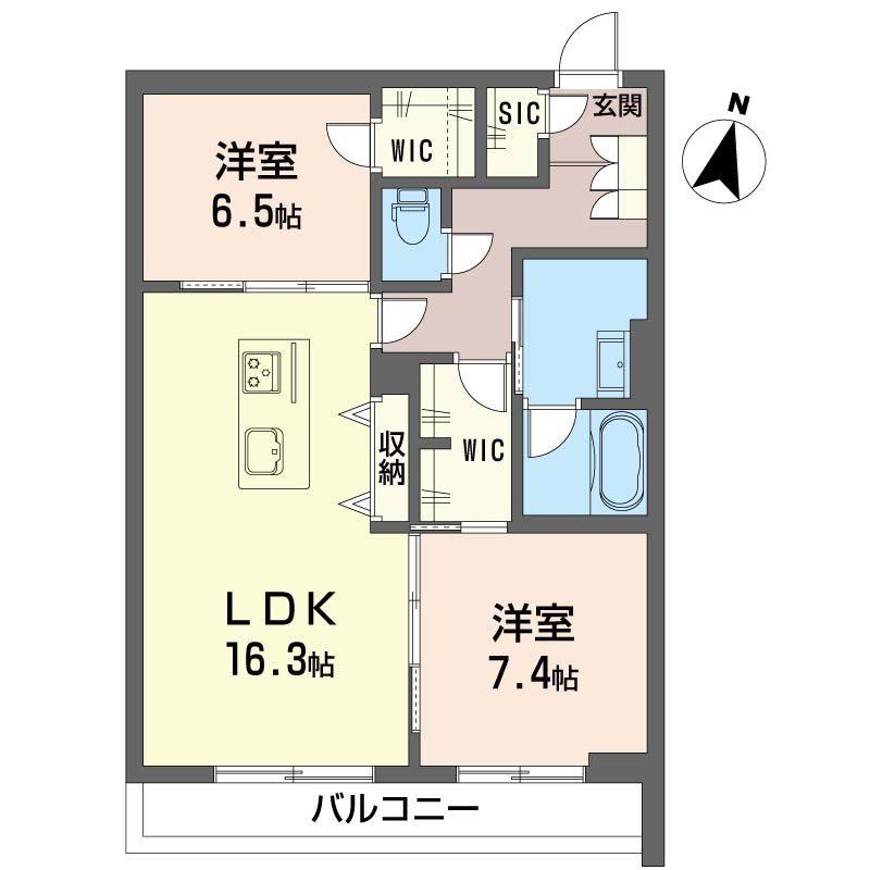 シャーメゾンプランタン(2LDK/1階)の間取り写真