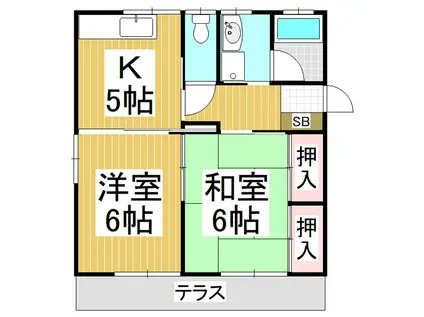 ウエストII(2K/1階)の間取り写真