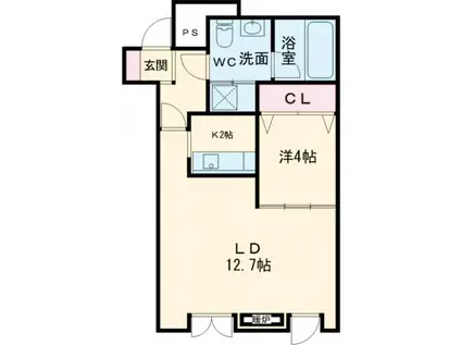 パラシオ御影(1LDK/2階)の間取り写真
