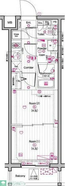 THE PREMIUM CUBE G 東中野 5階階 間取り