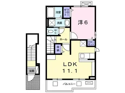 サンソレイユ(1LDK/2階)の間取り写真