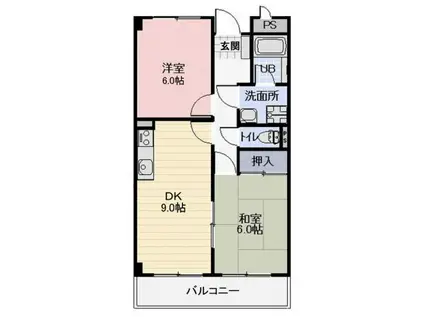 リンピアハピネス(2DK/3階)の間取り写真