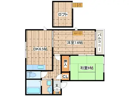 ファミール魚崎B棟(2DK/2階)の間取り写真