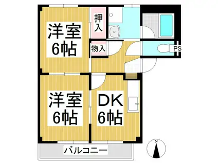 サープラスTWOリュミエール(2DK/1階)の間取り写真