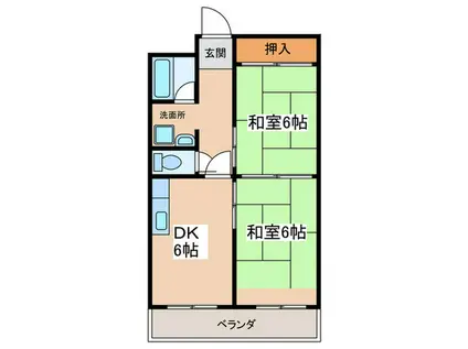 フレンズマンション(2DK/4階)の間取り写真