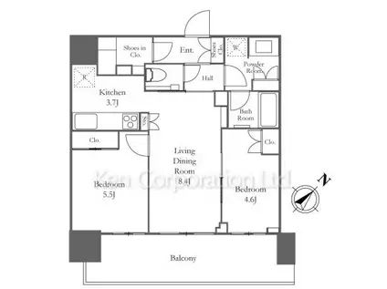 HARUMI FLAG PORT VILLAGE(2LDK/13階)の間取り写真