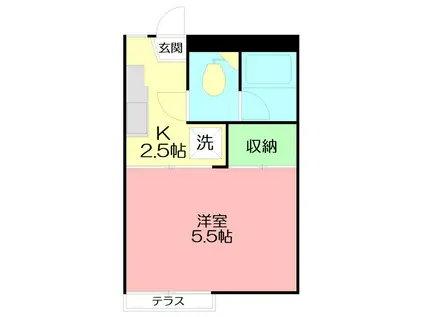 イエローハイム(1K/1階)の間取り写真