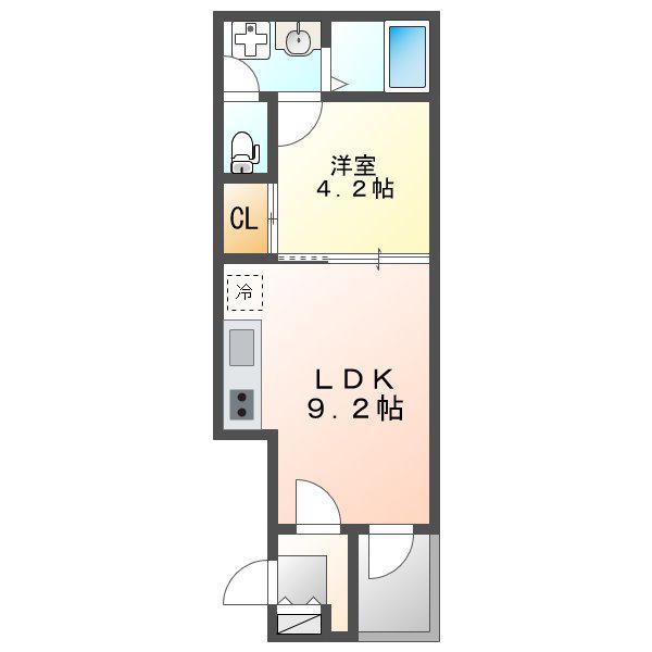 エスポワール中村(1LDK/1階)の間取り写真