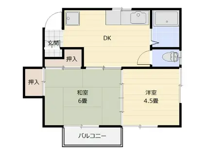 シャルマンヒル(2DK/2階)の間取り写真