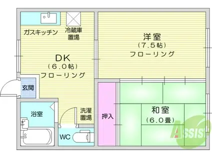 アビタシオン C棟(2DK/2階)の間取り写真