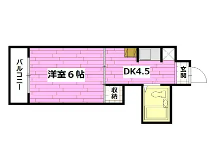 サンシャイン向洋(1DK/4階)の間取り写真