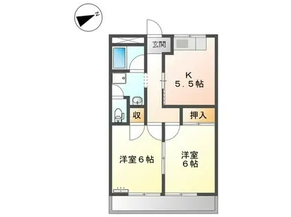 エバーランド伊藤(2DK/2階)の間取り写真