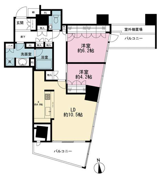 ザ・パークハウス西麻布レジデンス(2LDK/7階)の間取り写真
