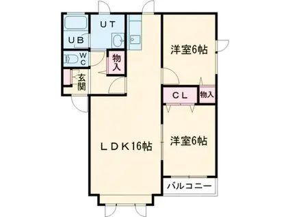 ハーモニーパレスII(2LDK/2階)の間取り写真