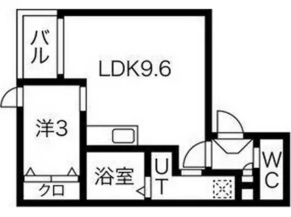 WARREN KUBOMIII(1LDK/1階)の間取り写真