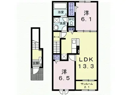 ホップV A(2LDK/2階)の間取り写真