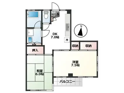 サンハイツ・スギウラ(2DK/3階)の間取り写真