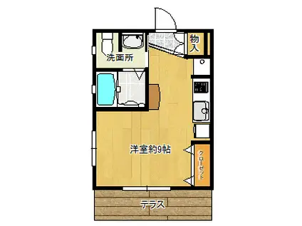 クレイン・ヴィラ(ワンルーム/1階)の間取り写真