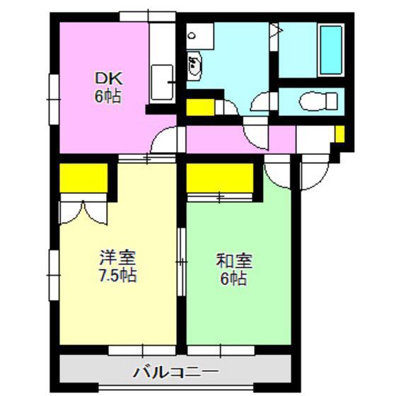 広瀬ハイツ3号館(2DK/3階)の間取り写真