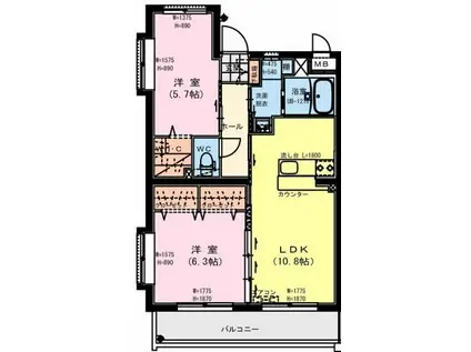 セレナイト キリシマ(2LDK/2階)の間取り写真
