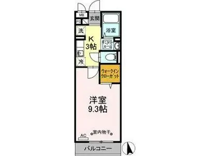 D-ROOMあすと長町IV(1K/1階)の間取り写真