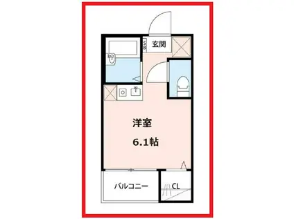 フェリシタツー(ワンルーム/3階)の間取り写真