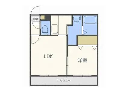 ハーミテージ南郷通(1DK/4階)の間取り写真