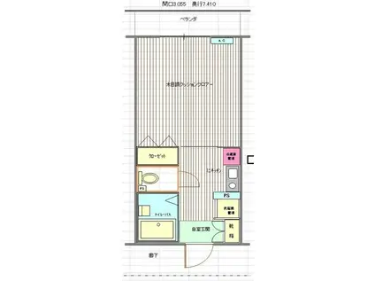 犬目学生マンション(1K/2階)の間取り写真