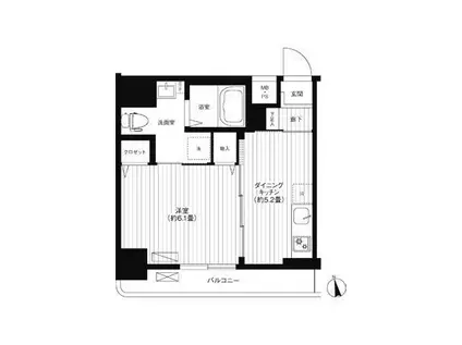 リーノ新宿若松町(1DK/4階)の間取り写真