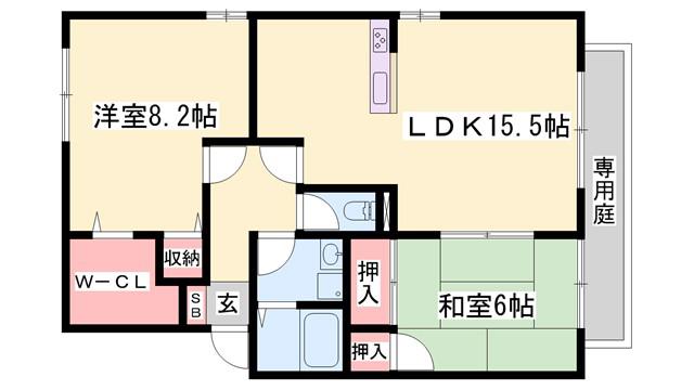 カームフォレスト(2LDK/2階)の間取り写真
