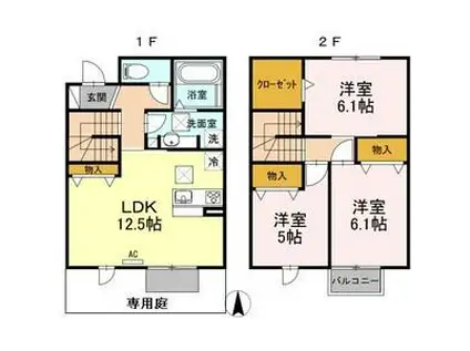 STRAHL C(3LDK/1階)の間取り写真
